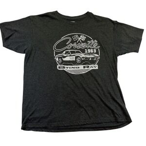 GM Chevrolet Corvette 1963 Sting Ray Mens Black T-shirt Large Muscle Car 1055C5